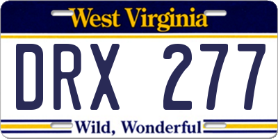 WV license plate DRX277
