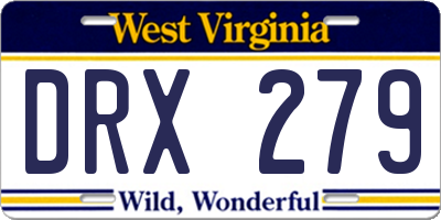 WV license plate DRX279