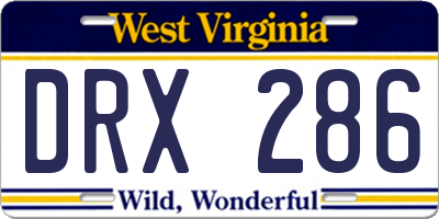 WV license plate DRX286