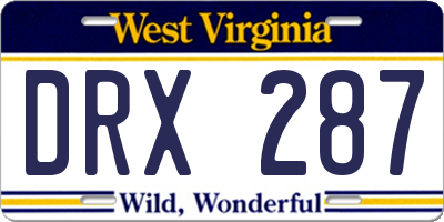 WV license plate DRX287