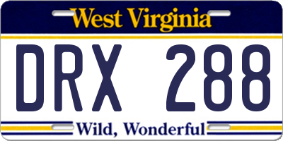 WV license plate DRX288