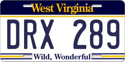 WV license plate DRX289