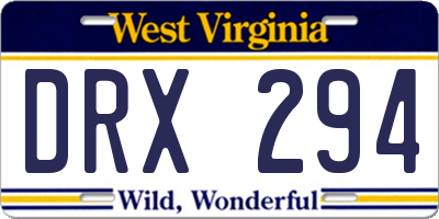 WV license plate DRX294