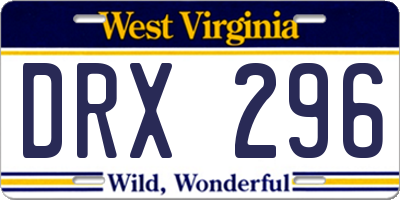 WV license plate DRX296