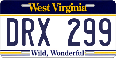 WV license plate DRX299