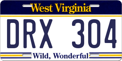WV license plate DRX304