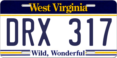 WV license plate DRX317