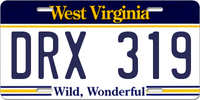 WV license plate DRX319