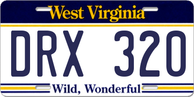 WV license plate DRX320