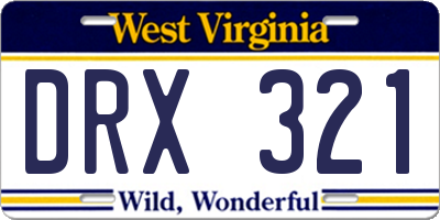 WV license plate DRX321