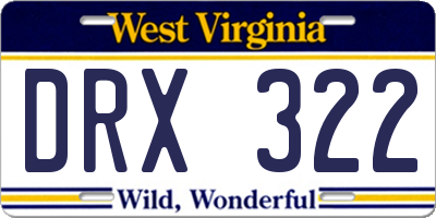 WV license plate DRX322