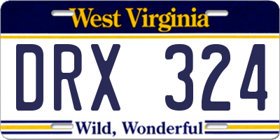 WV license plate DRX324