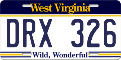 WV license plate DRX326