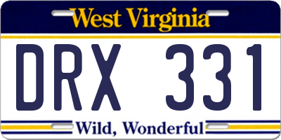 WV license plate DRX331