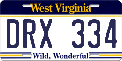 WV license plate DRX334
