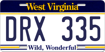 WV license plate DRX335