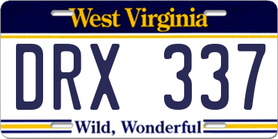 WV license plate DRX337