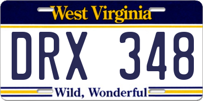 WV license plate DRX348