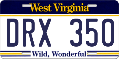 WV license plate DRX350