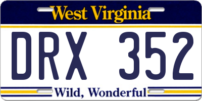 WV license plate DRX352