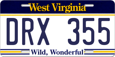 WV license plate DRX355