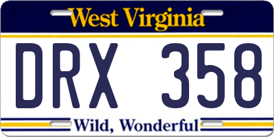 WV license plate DRX358