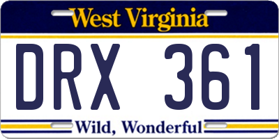 WV license plate DRX361