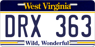 WV license plate DRX363