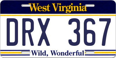 WV license plate DRX367