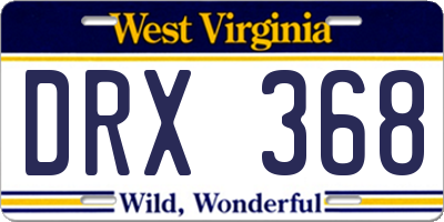 WV license plate DRX368
