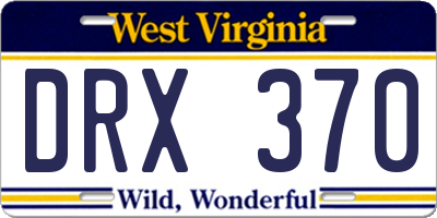 WV license plate DRX370