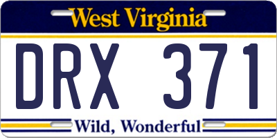 WV license plate DRX371