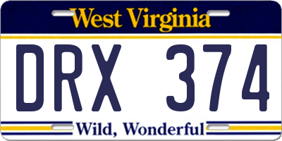 WV license plate DRX374