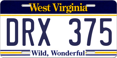 WV license plate DRX375