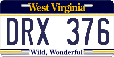 WV license plate DRX376