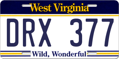 WV license plate DRX377