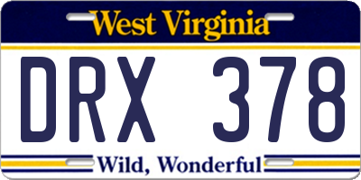 WV license plate DRX378