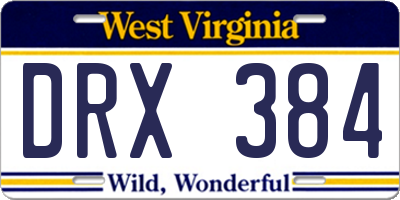 WV license plate DRX384