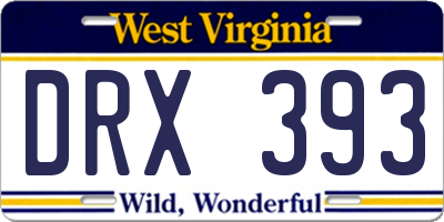 WV license plate DRX393