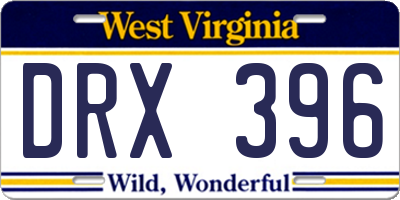 WV license plate DRX396