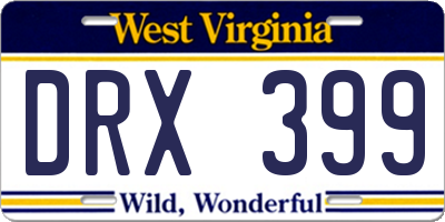 WV license plate DRX399