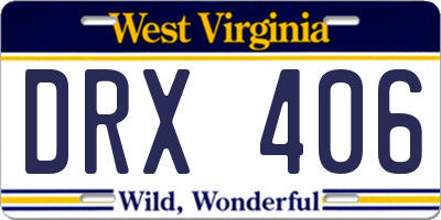 WV license plate DRX406