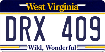 WV license plate DRX409