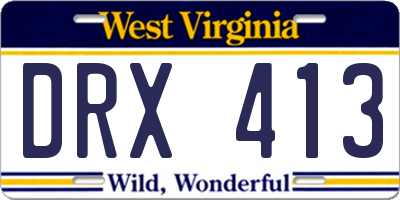 WV license plate DRX413