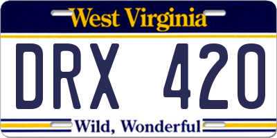WV license plate DRX420