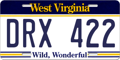 WV license plate DRX422