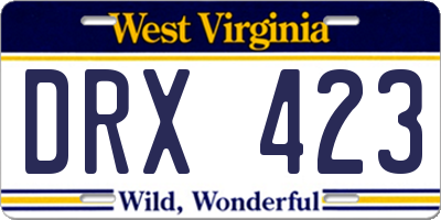 WV license plate DRX423