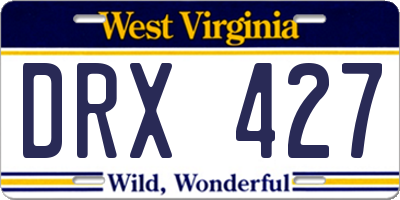 WV license plate DRX427