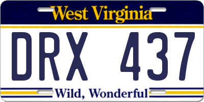 WV license plate DRX437