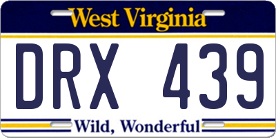WV license plate DRX439